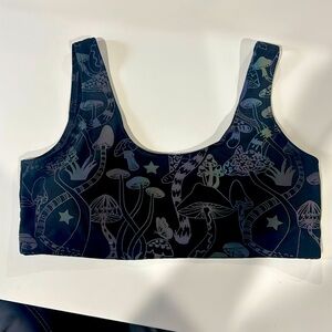 Holographic mushroom rave wear sports bralette
